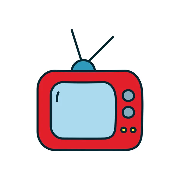 Retro television icon, line and fill style — стоковый вектор