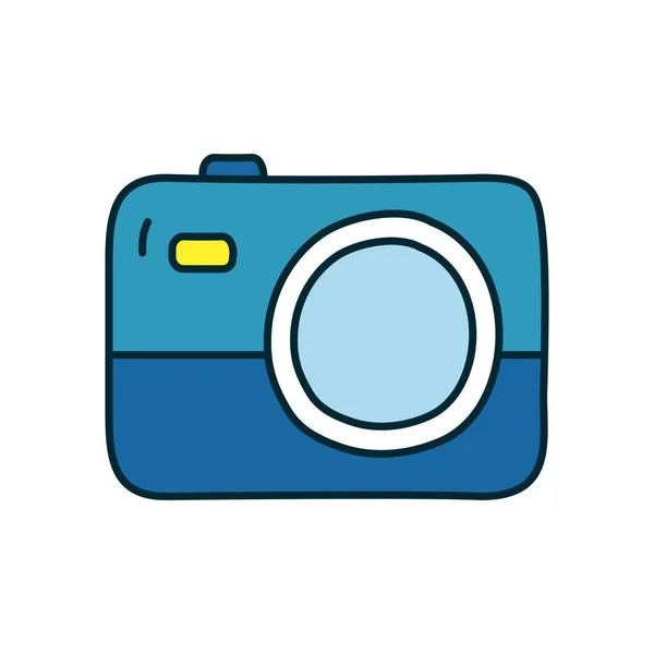 Icono de la cámara fotográfica, línea y estilo de relleno — Vector de stock