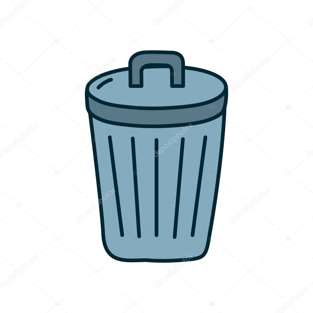 garbage can icon, line and fill style