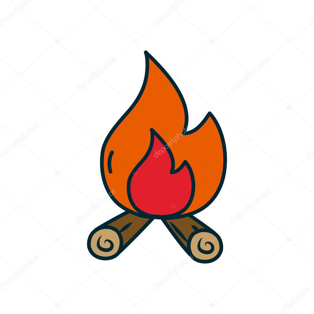bonfire icon, line and fill style