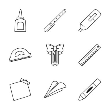 cetvel ve durağan simge seti, satır biçimi