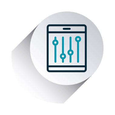 akıllı telefon uygulaması düğmeleri konsepti, kontrol merkezi düğmesi simgesi, satır gradyanı biçimi