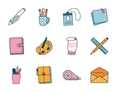 zarf ve Durağan simge seti, satır ve doldurma biçimi