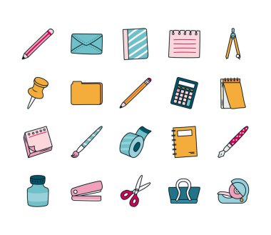 Zımba ve sabit simge seti, satır ve doldurma biçimi