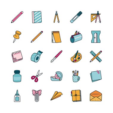 makas ve durağan simge seti, satır ve doldurma biçimi