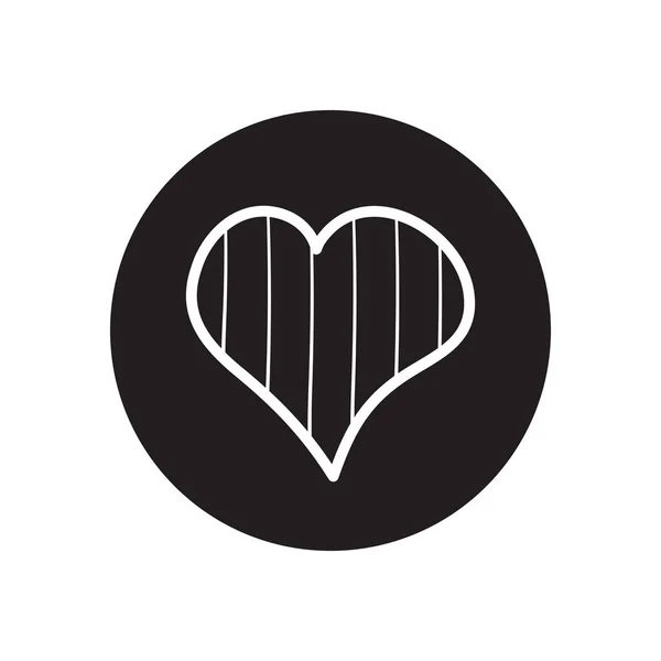 Ícone de coração listrado, estilo de bloco de linha —  Vetores de Stock