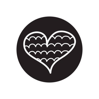 Bulutlu çizgi simgesi olan kalp, satır blok biçimi