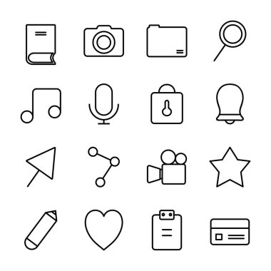 mikrofon ve kullanıcı arayüzü simgesi seti, satır biçimi