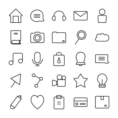 ev ve kullanıcı arayüzü simgesi seti, satır biçimi