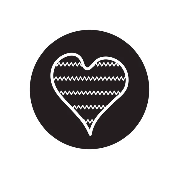 Coeur avec zig zag lignes design, style bloc ligne — Image vectorielle