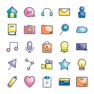 ev ve kullanıcı arayüzü simgesi seti, satır renk biçimi