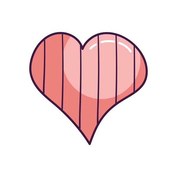 Striped heart icon, line color style — Stock Vector
