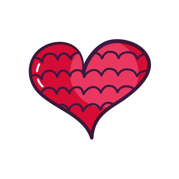 Corazón con el icono de línea nublada, estilo de color de línea — Vector de stock