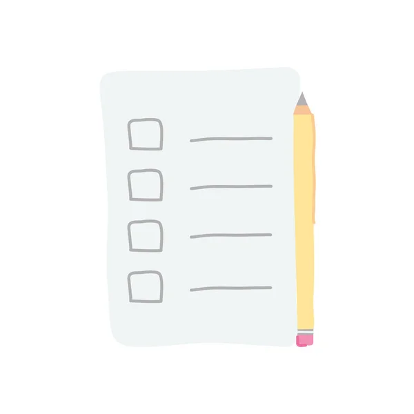 Checklista och penna ikon, platt stil — Stock vektor