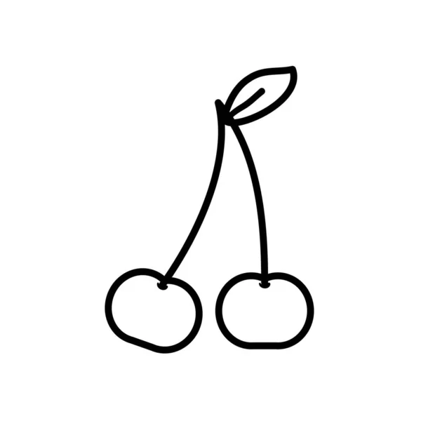 Kirschen Frucht Symbol, Linie Stil — Stockvektor