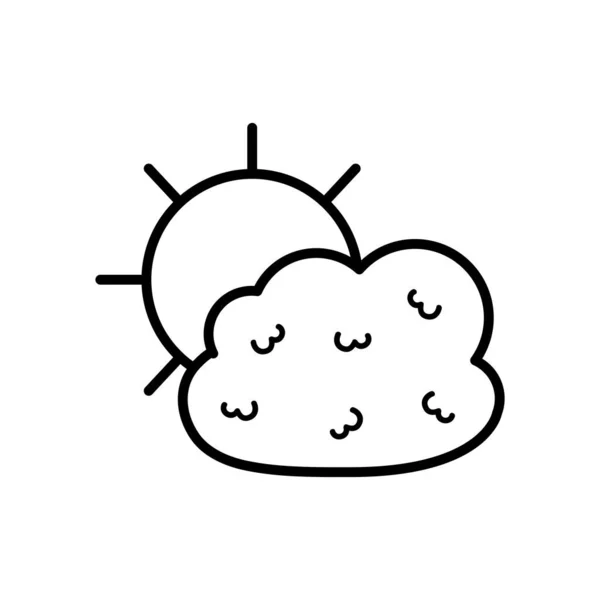 Sol y nube icono,, estilo de línea — Archivo Imágenes Vectoriales