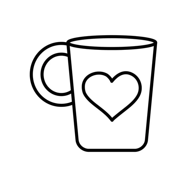 Coffee mug with heart icon, line style — Stock Vector