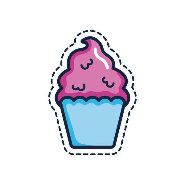 Patches-Konzept, Cupcake-Symbol, Linienfarbe Stil — Stockvektor