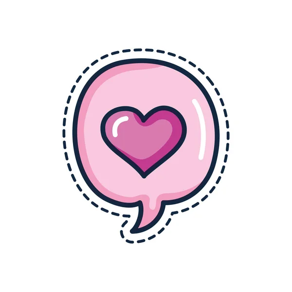 Patches concept, speech bubble with heart icon, line color style — Stock Vector