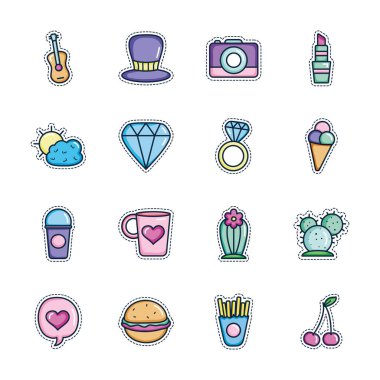 gitar ve yama simgesi seti, satır renk biçimi