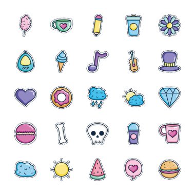 kalem ve yama simgesi seti, satır renk biçimi