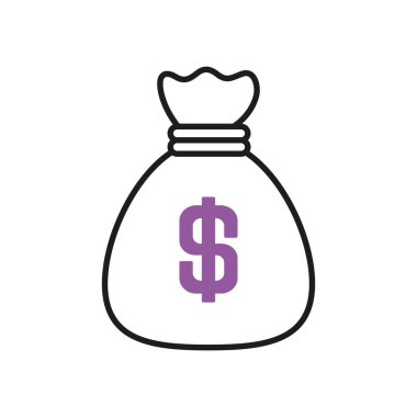 para çantası simgesi, yarı çizgi yarı renk