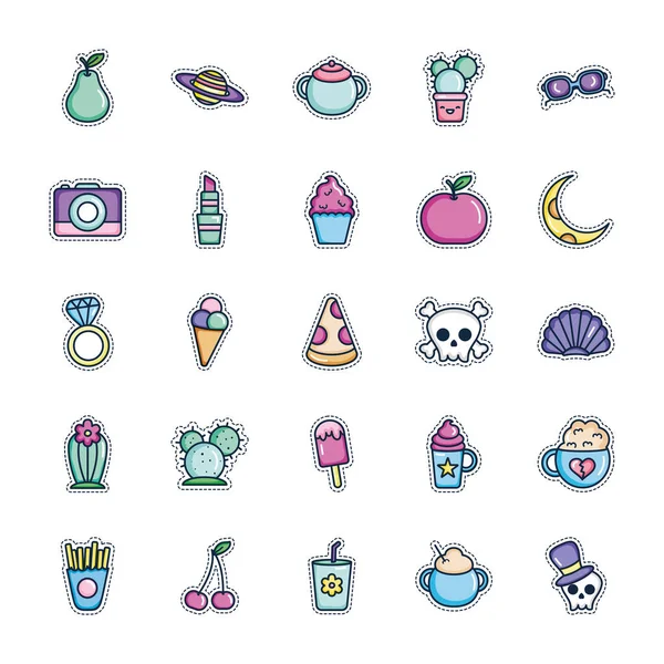 kurukafa ve yamalar simge seti, satır renk biçimi