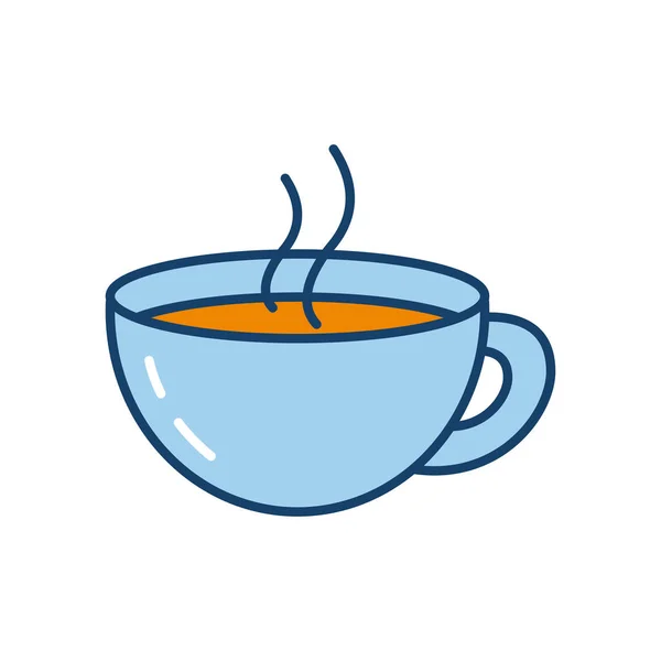 Taza de café caliente icono, línea y estilo de relleno — Vector de stock