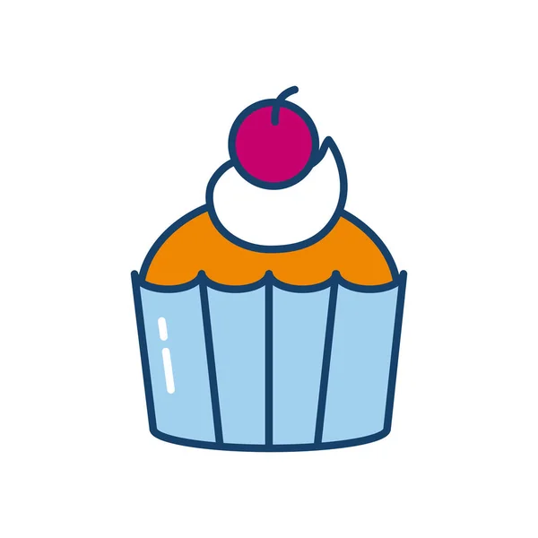 Icono de cupcake, línea y estilo de relleno — Archivo Imágenes Vectoriales