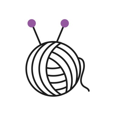 İplik yumağı ve iğne simgesi, yarı çizgi yarı renk