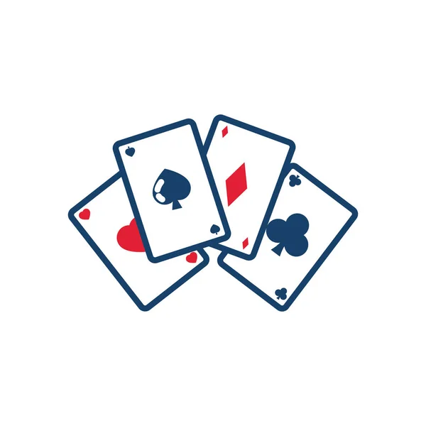 Πόκερ εικονίδιο κάρτες, γραμμή και συμπληρώστε το στυλ — Διανυσματικό Αρχείο