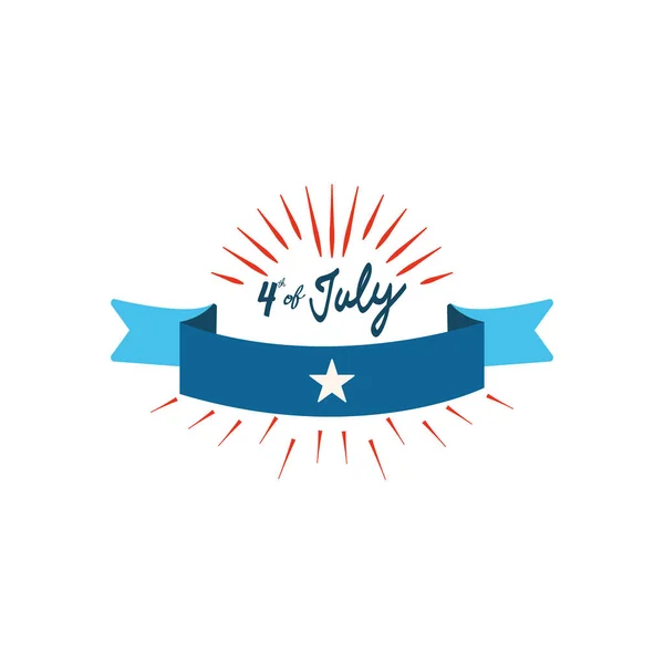 Fjärde juli, United Stated independence day koncept, 4:e juli typografisk design och dekorativt band, platt design — Stock vektor