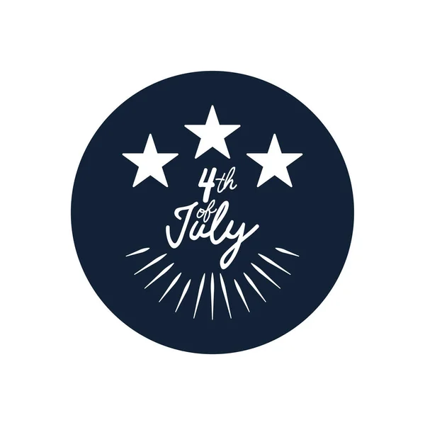 Четвертое июля, Концепция Дня независимости США, 4 июля типографический дизайн с декоративными звездами вокруг, дизайн блокировки — стоковый вектор