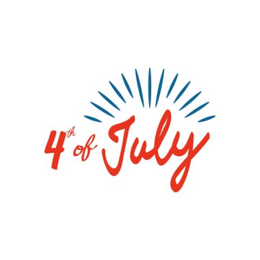 4 Temmuz, Birleşik Devletler bağımsızlık günü konsepti, 4 Temmuz tipografik tasarım, düz tasarım