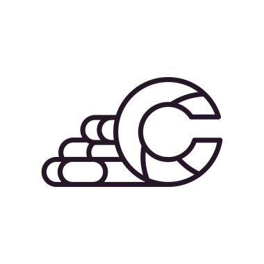 Soyut c şekil çizgisi biçim vektör tasarımı