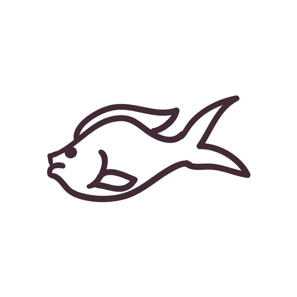 Fisch Tier Linie Stil Ikone Vektor-Design — Stockvektor
