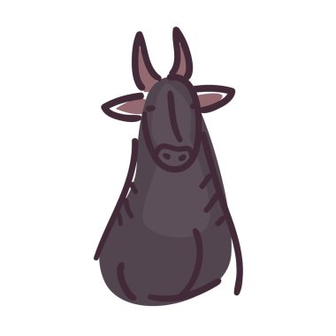 Bull çizgi film düz simge vektör tasarımı