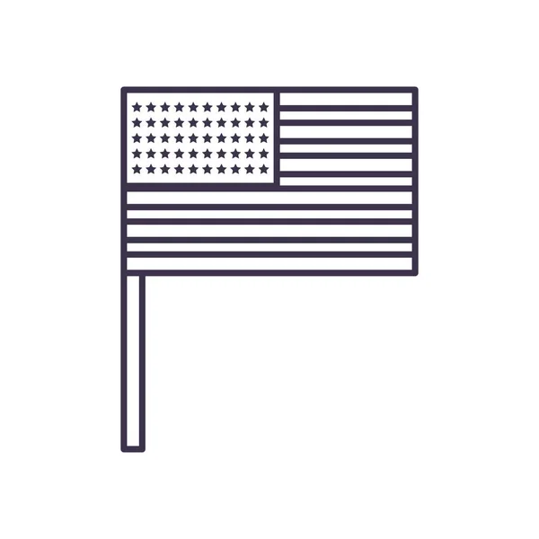 EUA bandeira linha estilo ícone vetor design —  Vetores de Stock