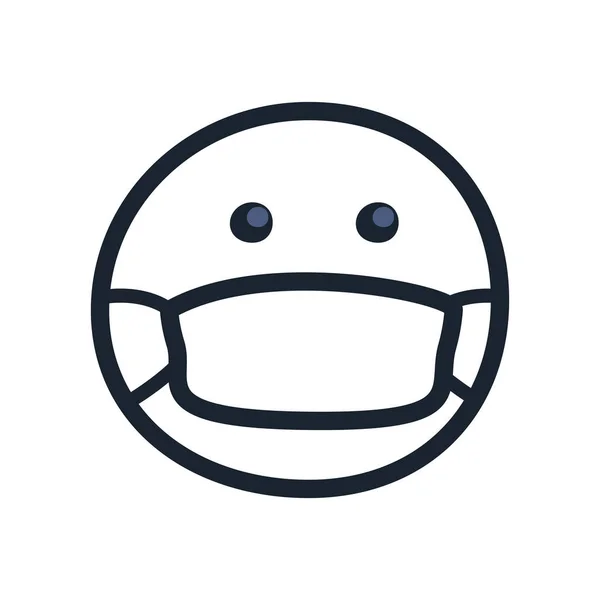 Emoji con la máscara de estilo de línea icono de diseño de vectores — Archivo Imágenes Vectoriales