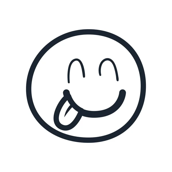 Yum emoji face line style icon vector design — 스톡 벡터