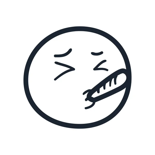 Emoji avec design vectoriel d'icône de style ligne thermomètre — Image vectorielle