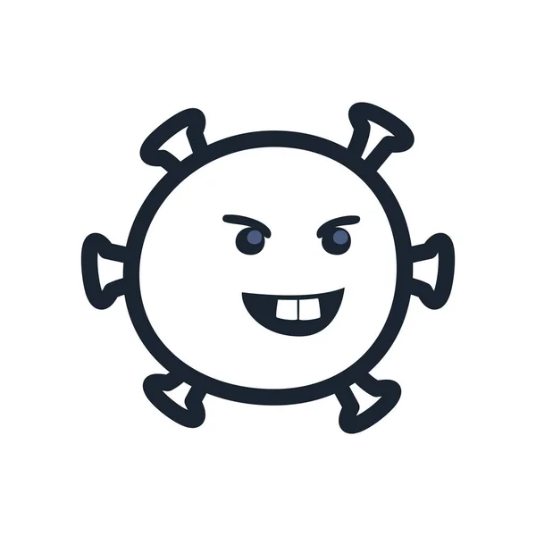 Diable emoji covid 19 virus ligne style icône vectoriel design — Image vectorielle