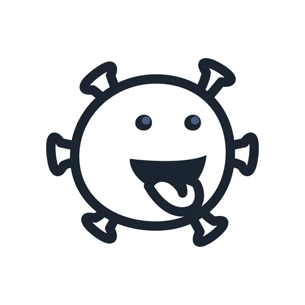 Happy emoji covid 19 linea di virus stile icona vettoriale design — Vettoriale Stock