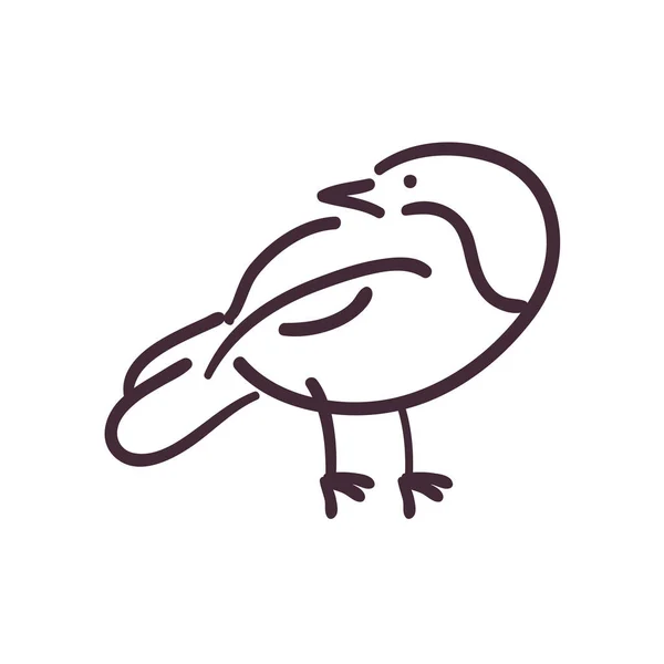 Pájaro línea de dibujos animados icono de diseño de vectores — Vector de stock