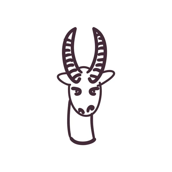 Antilope Cartoon Line Stil Ikone Vektor Design — Stockvektor