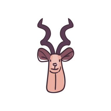 Antilop çizgi film düz biçim ikon vektör tasarımı