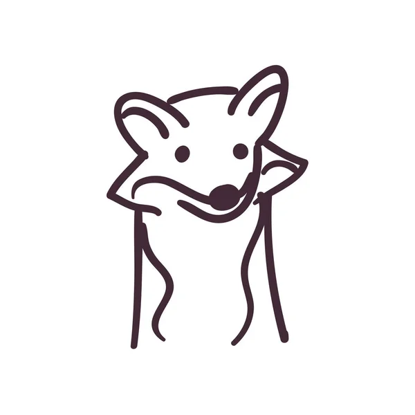 Desenho animado raposa linha estilo ícone vetor design — Vetor de Stock