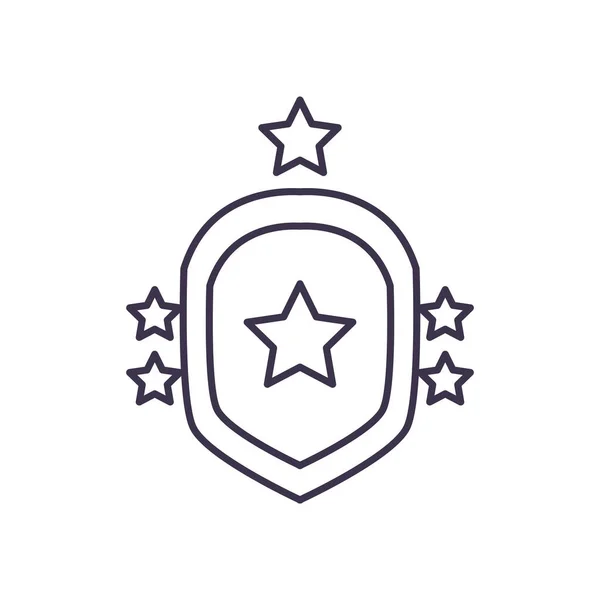 Shield with stars line style icon vector design — Stock Vector