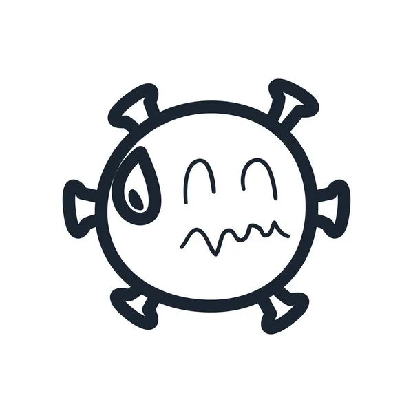 Nervoso emoji covid 19 virus linea stile icona vettoriale design — Vettoriale Stock