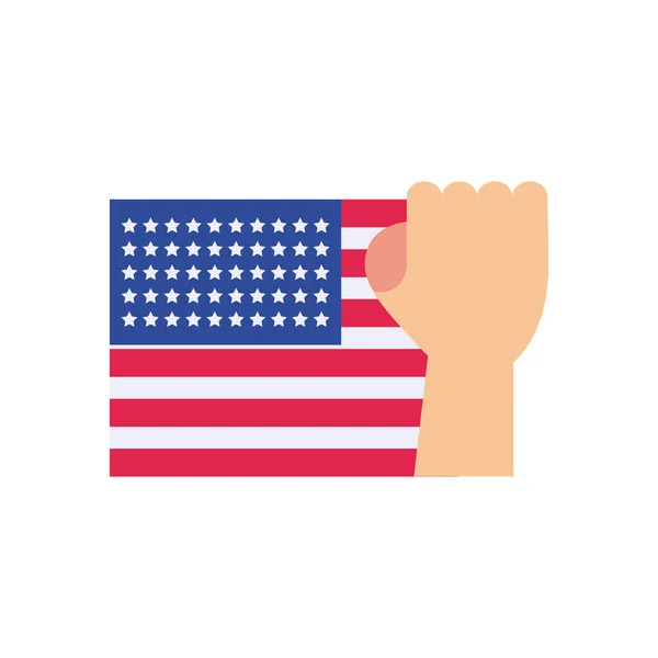 Mão segurando bandeira EUA design de vetor ícone de estilo plano —  Vetores de Stock